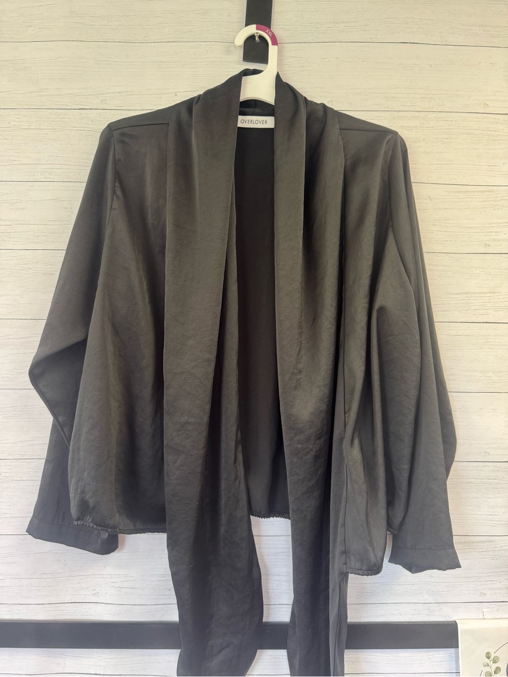 OVERLOVER Clarissa Drape with Front Tie Beautiful Charcoal Gray Cocktail Hour